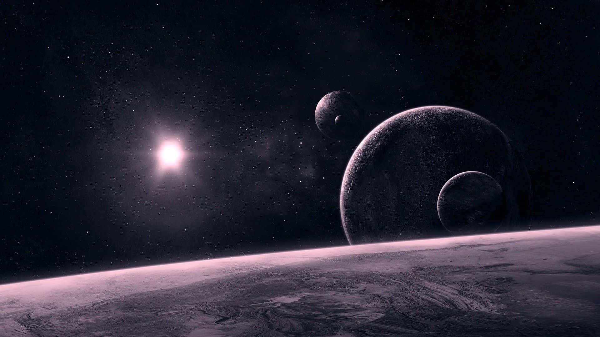 Monochrome Planets Celestial Objects Background