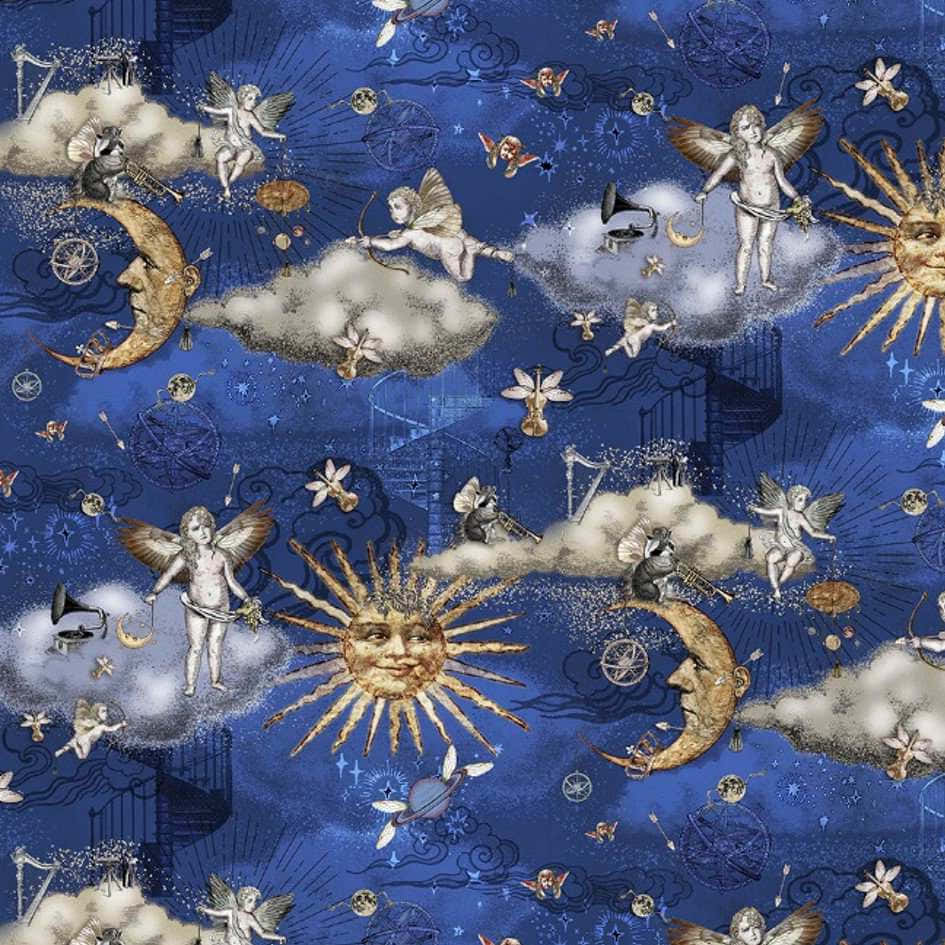 Celestial Dreamscape Fabric Pattern Wallpaper