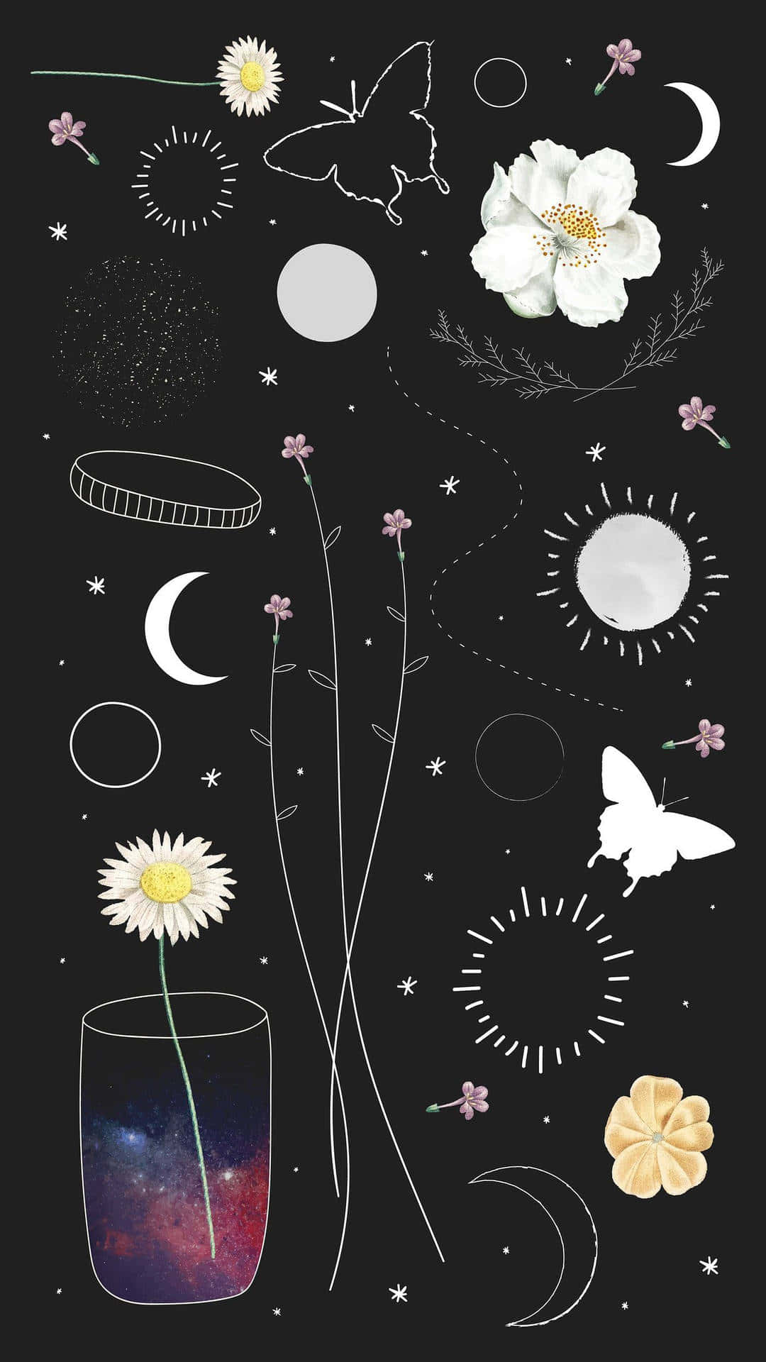 Celestial Floral Fantasy Art Wallpaper