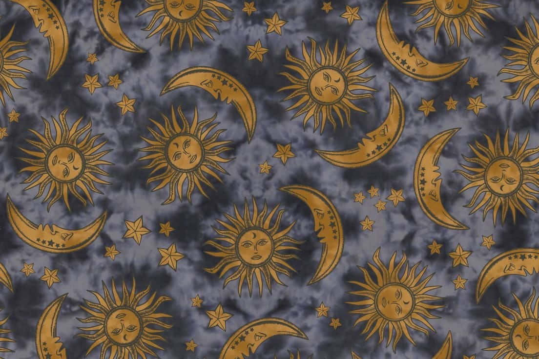 Celestial Pattern Fabric Design Wallpaper