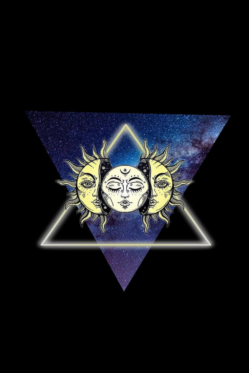 Celestial Triangle Sun Moon Art Wallpaper
