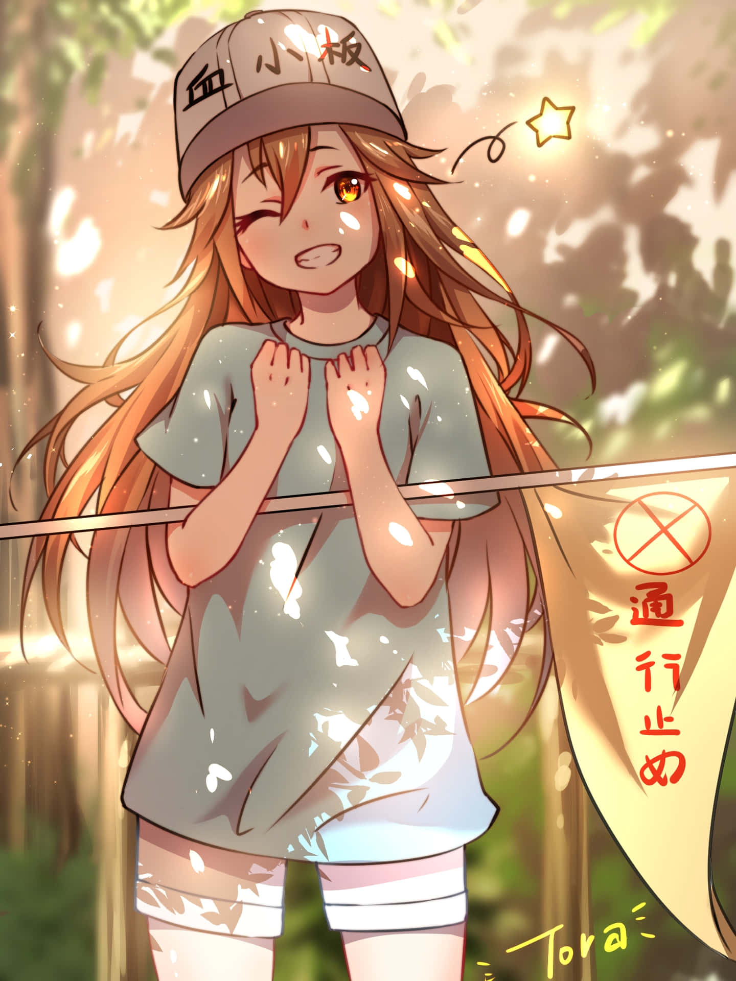 A Girl Holding A Banner In The Forest