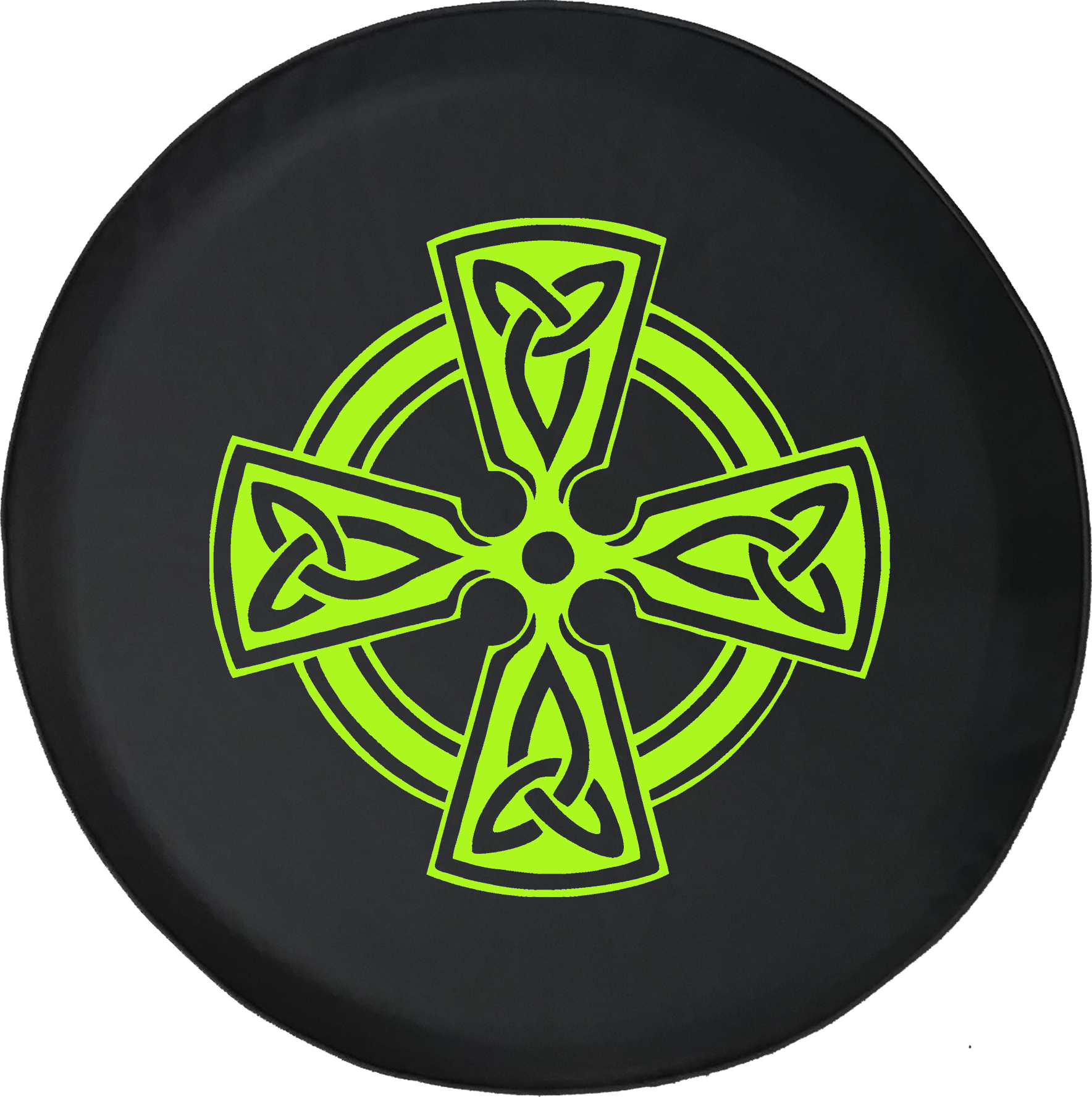 Celtic Cross Green Black Background PNG