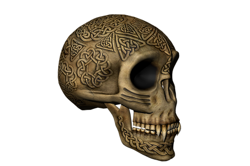 Celtic Engraved Skull Artwork PNG