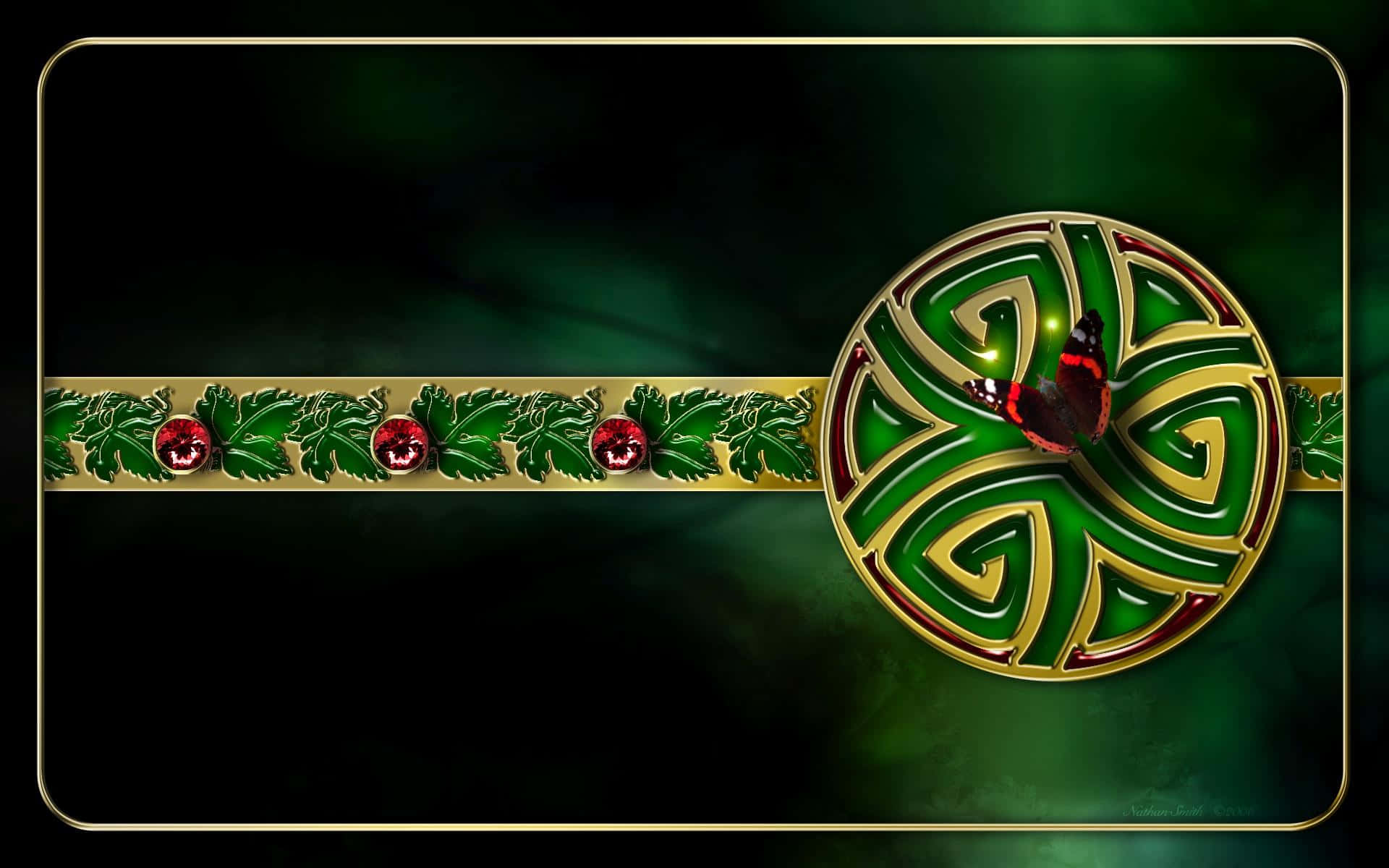Et farverigt emblem af Celtic Football Club, med det ikoniske grønne og hvide hula-hup. Wallpaper