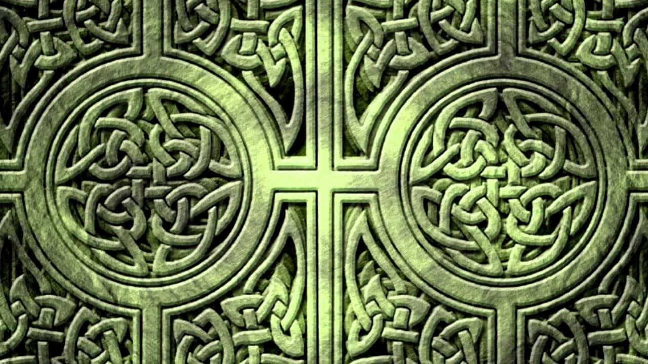 Keltiskdesign På En Grøn Baggrund. Wallpaper