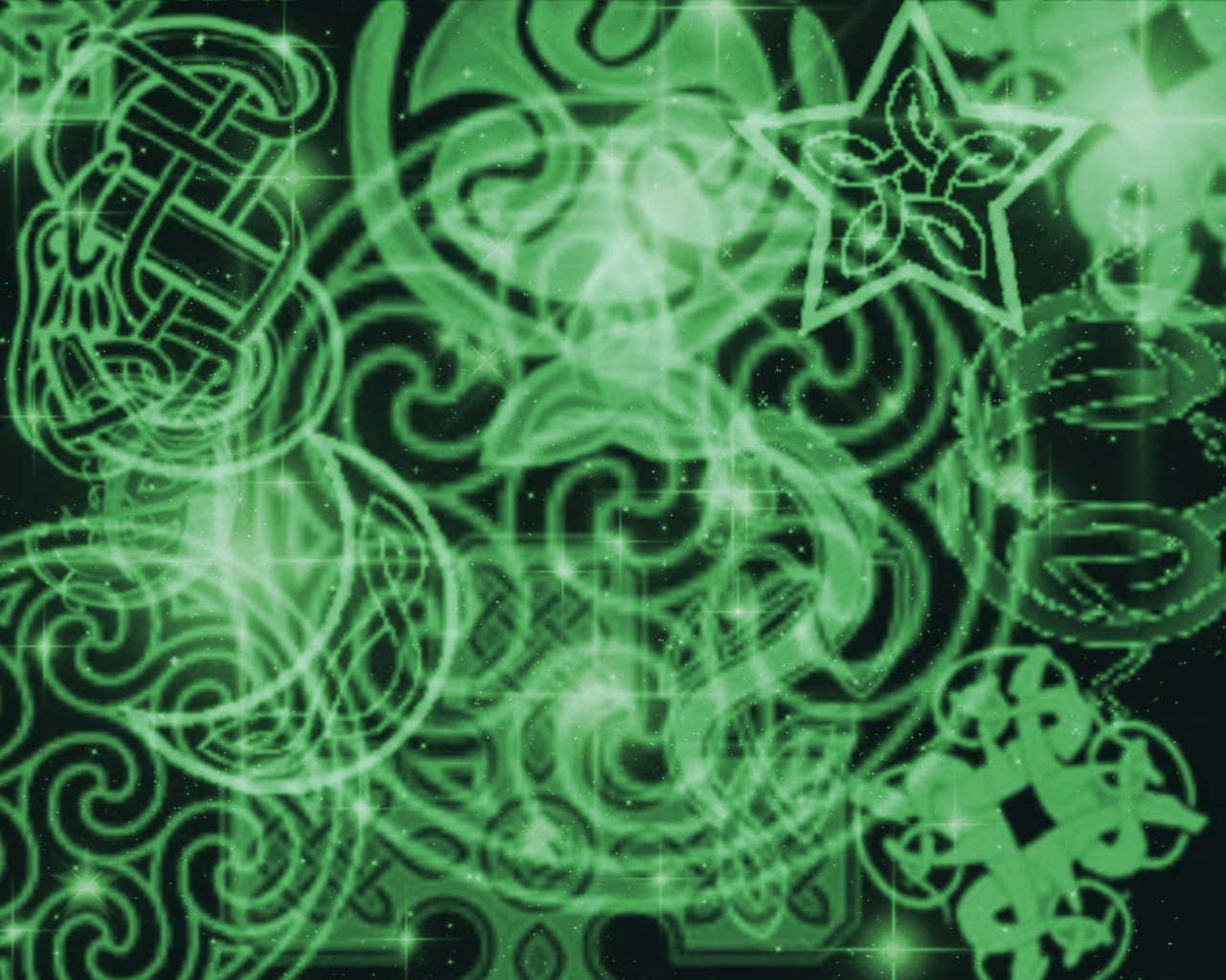Green Celtic Irish Symbols Wallpaper