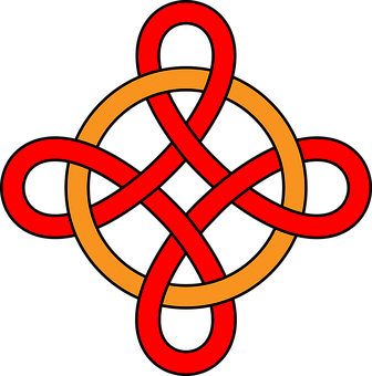 Celtic Knot Red Gold Vector PNG