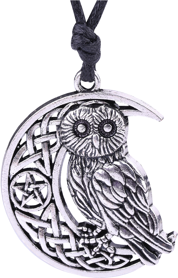 Celtic Owl Pendant Silver PNG