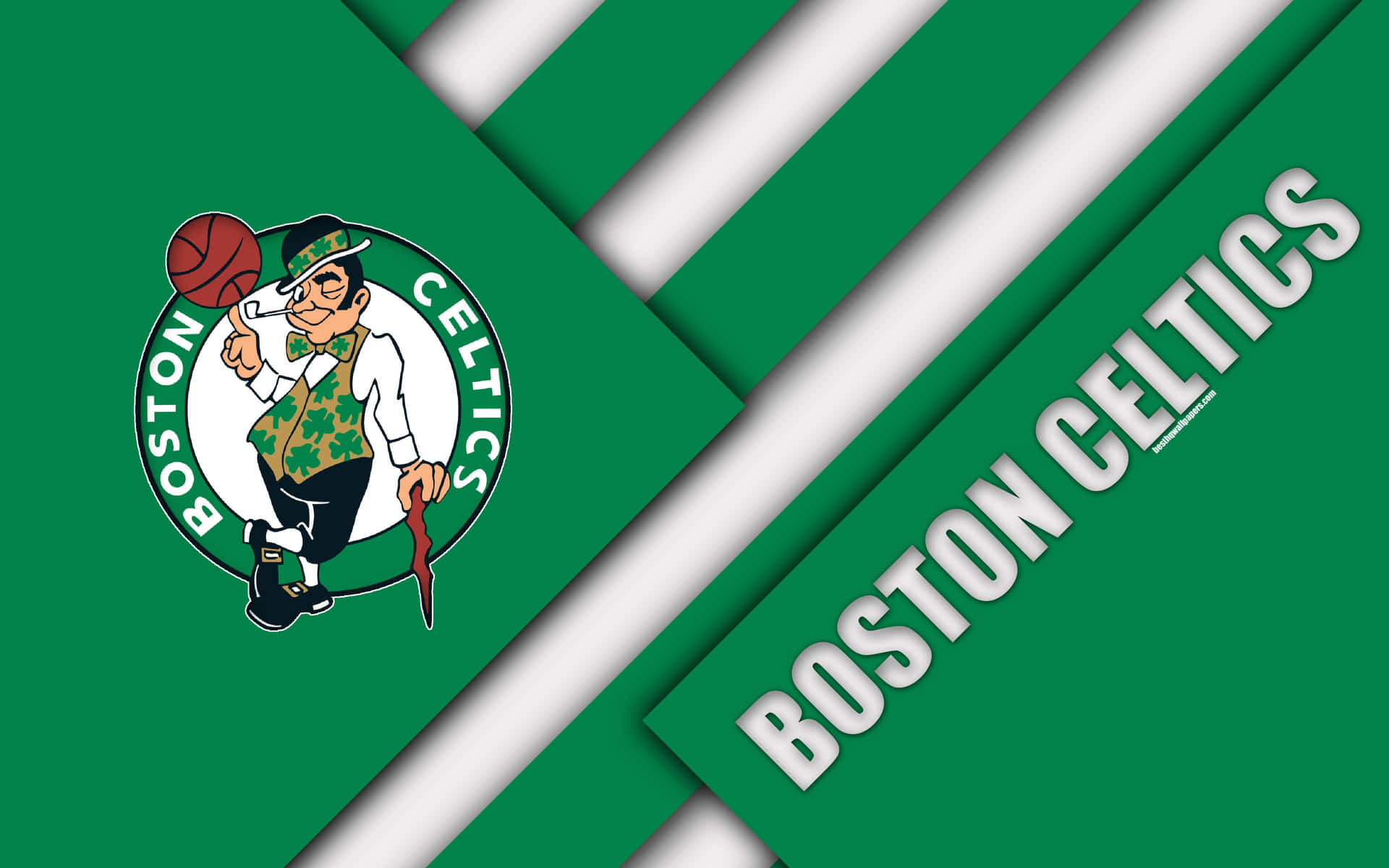 Fondode Pantalla Con Logotipo De Los Celtics En Degradado Verde Y Blanco. Fondo de pantalla