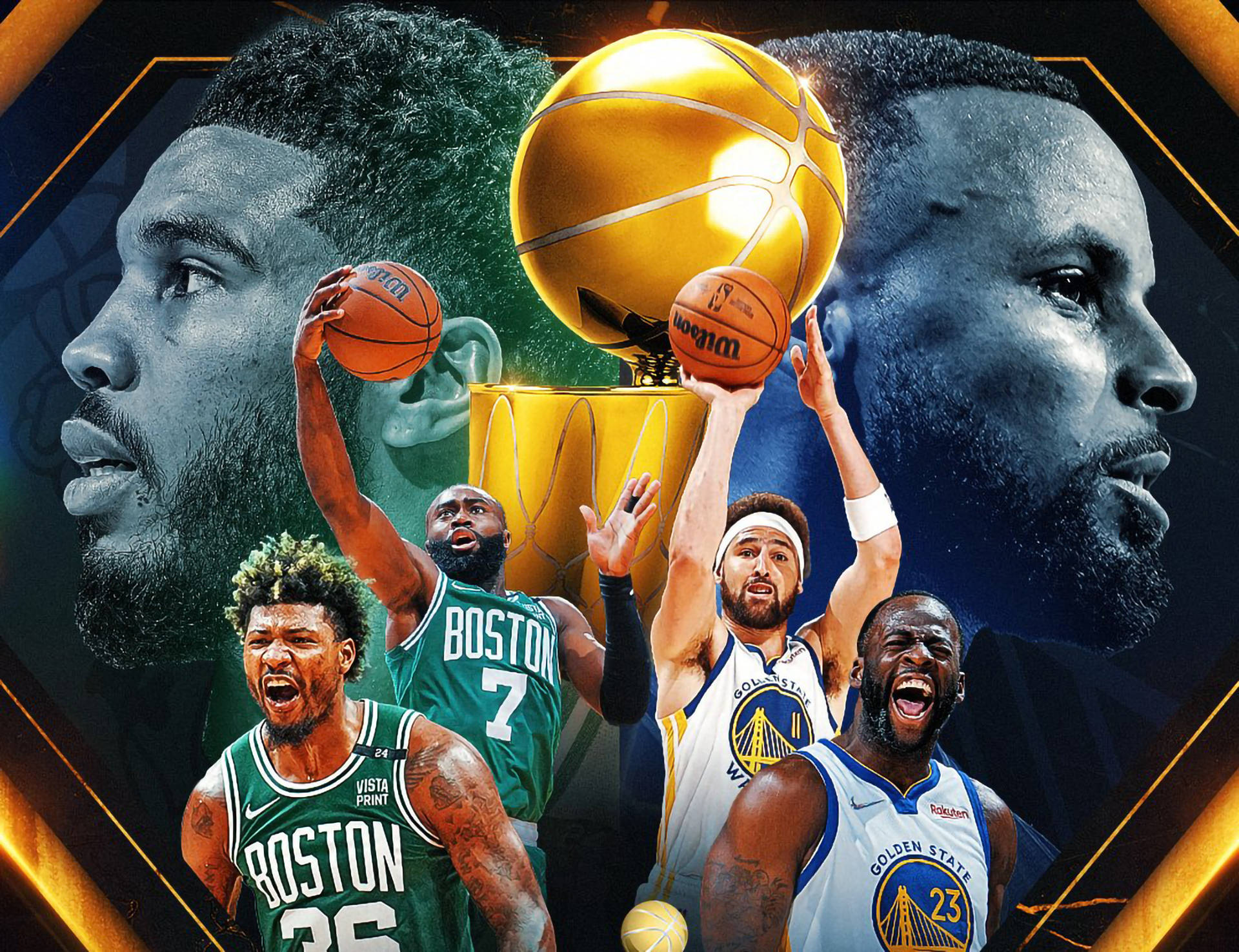 Celticsversus Warriors Nba Per Desktop Sfondo