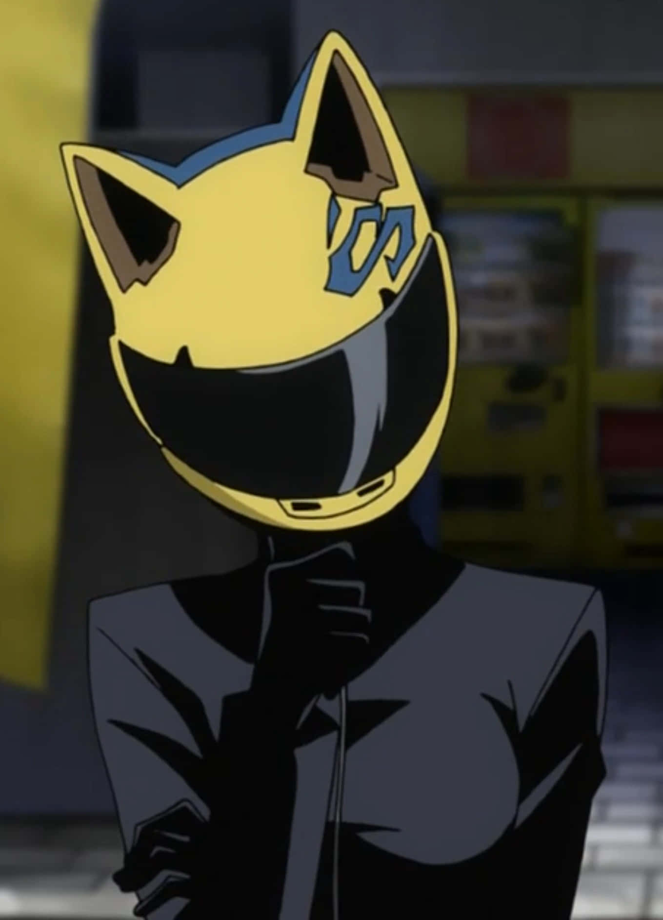 Celty Sturluson Riding Her Motorcycle in the City Wallpaper