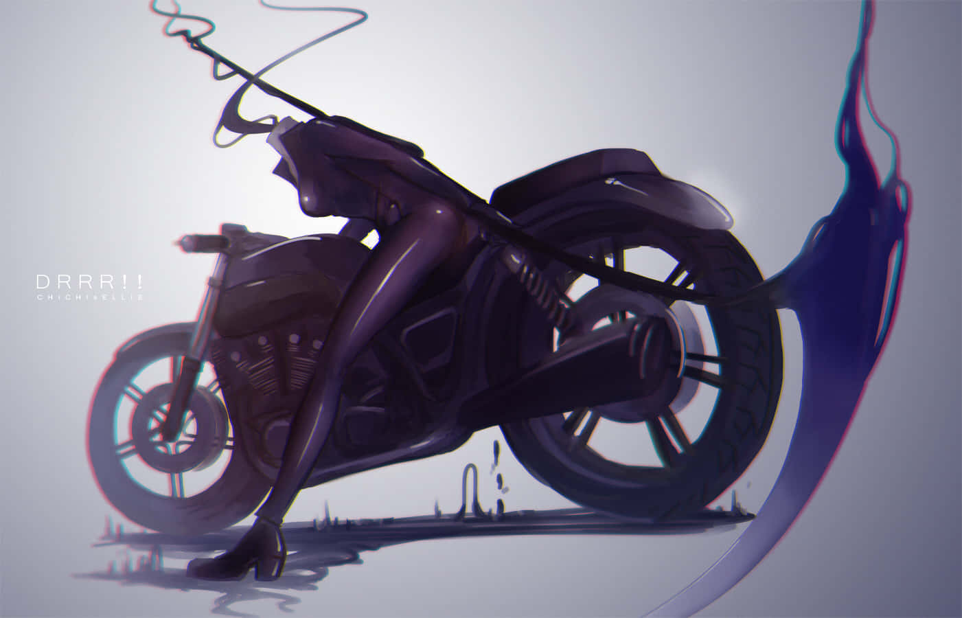 Mysterious Celty Sturluson riding her motorcycle Wallpaper