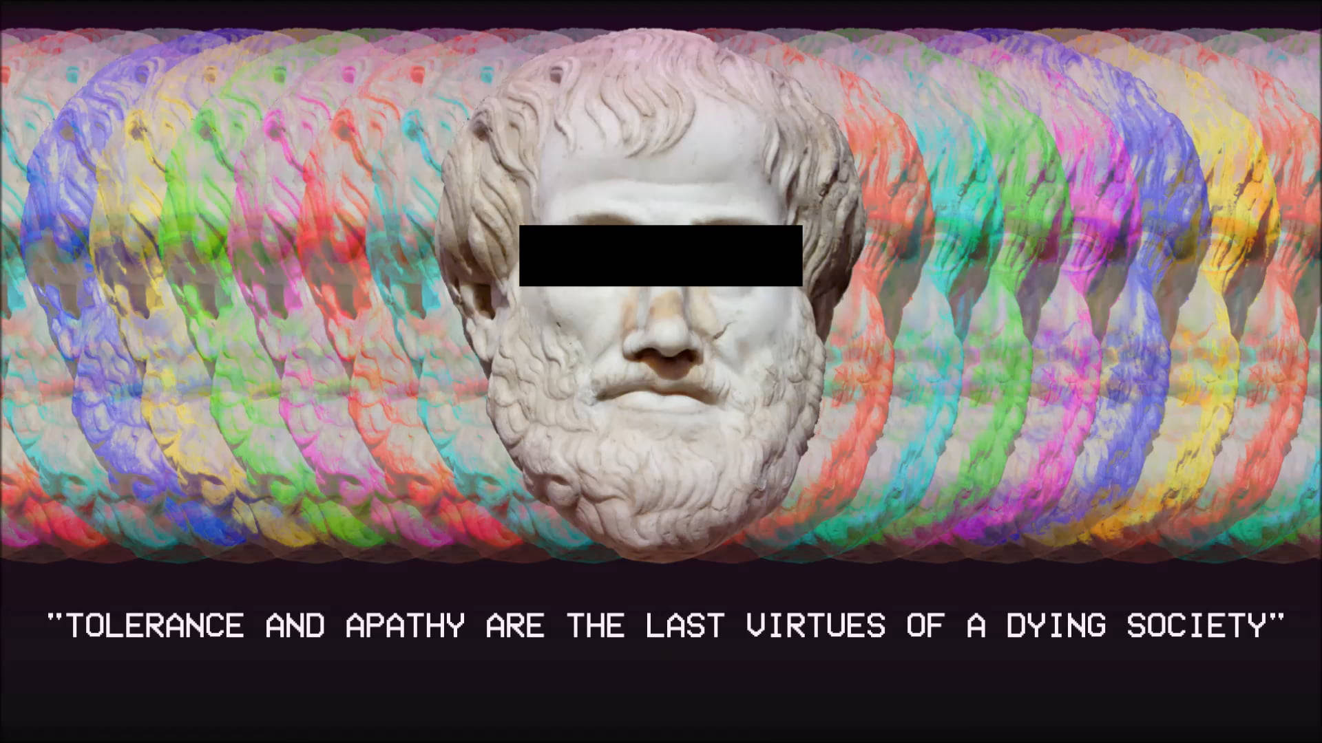 Censored Aristotle Bust Vaporwave Desktop Wallpaper