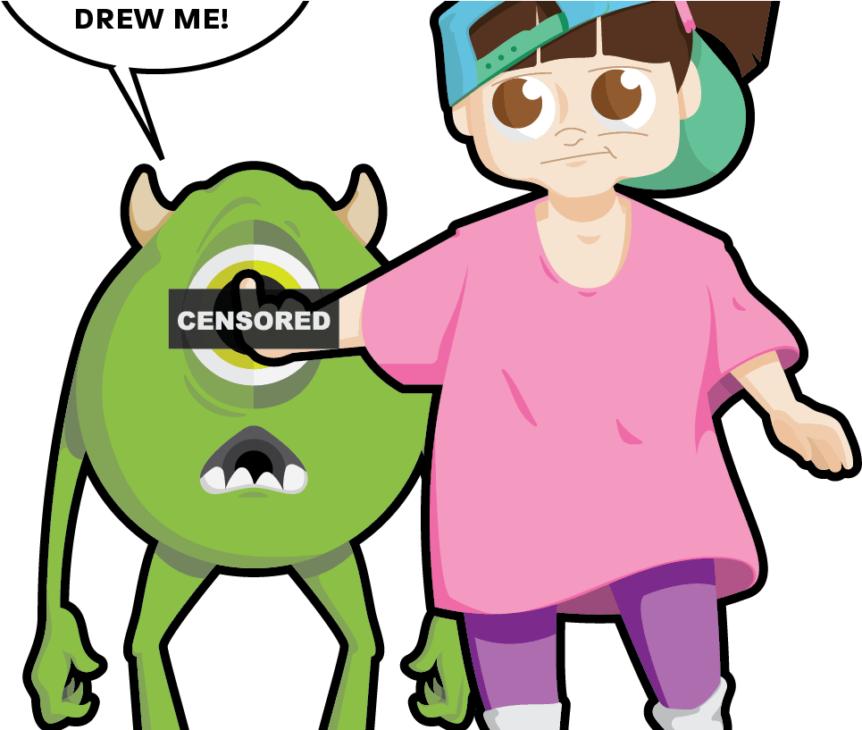Censored Monsterand Child Cartoon PNG