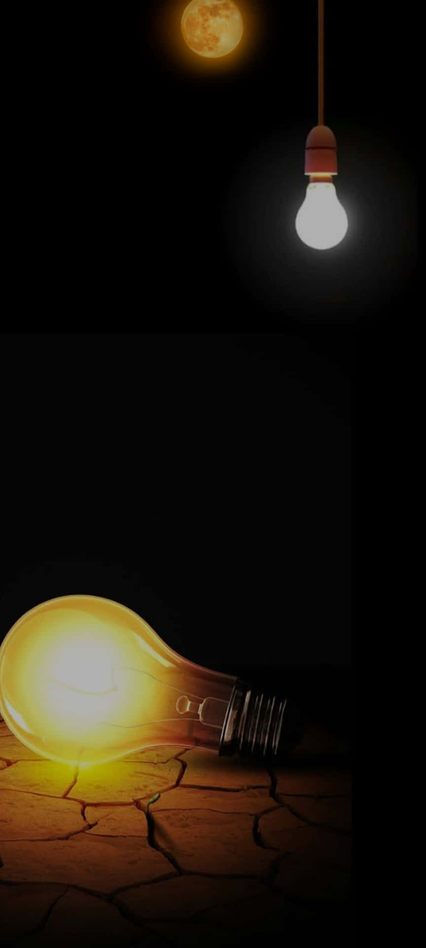A Light Bulb And A Moon In The Dark Wallpaper