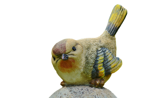 Ceramic Bird Figurineon Black Background PNG