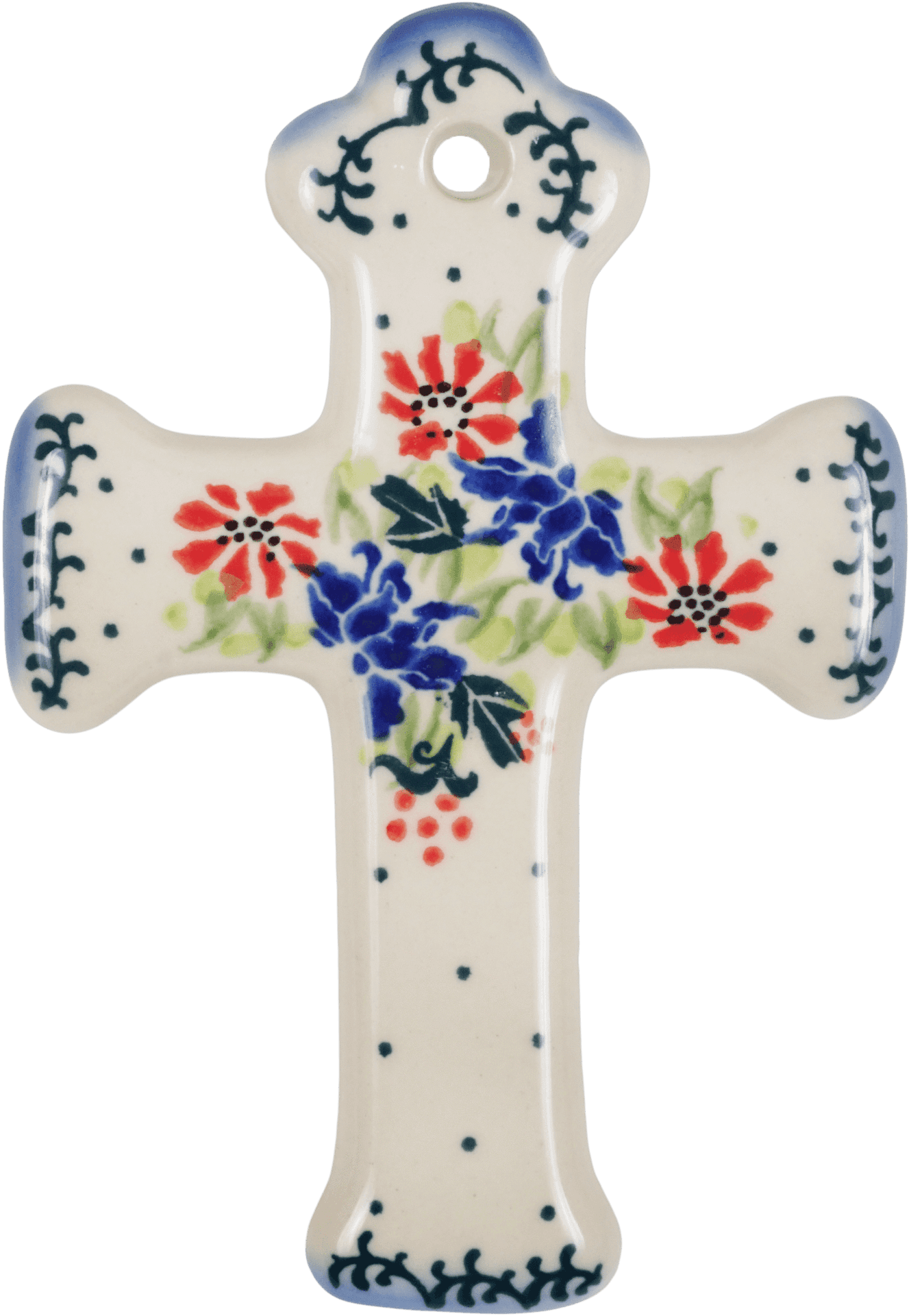 Ceramic Floral Cross Decoration PNG