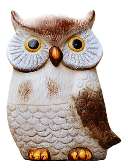 Ceramic Owl Figurine PNG