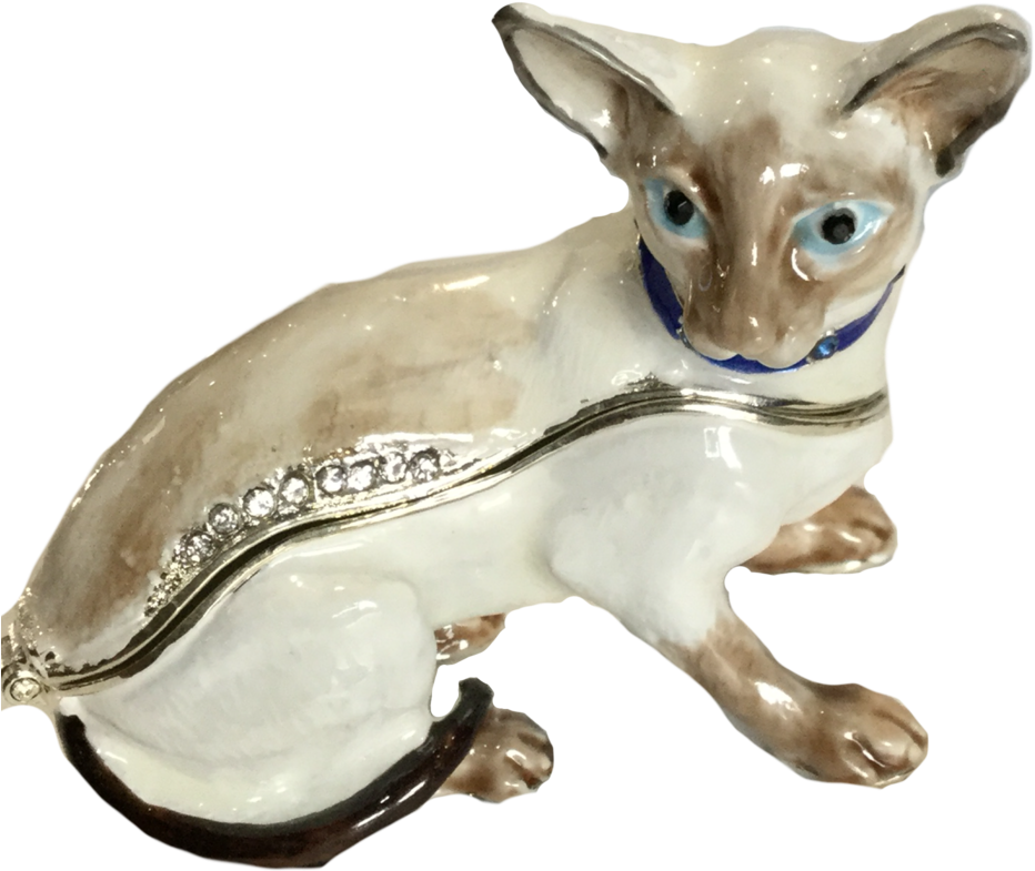 Ceramic Siamese Cat Figurine PNG