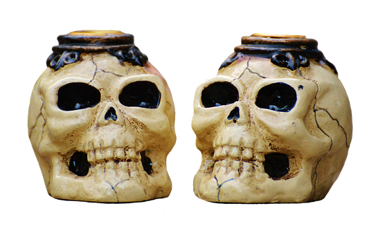 Ceramic Skull Pots PNG