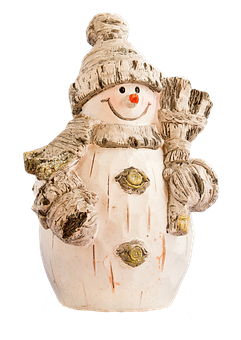 Ceramic Snowman Figurine Waving PNG