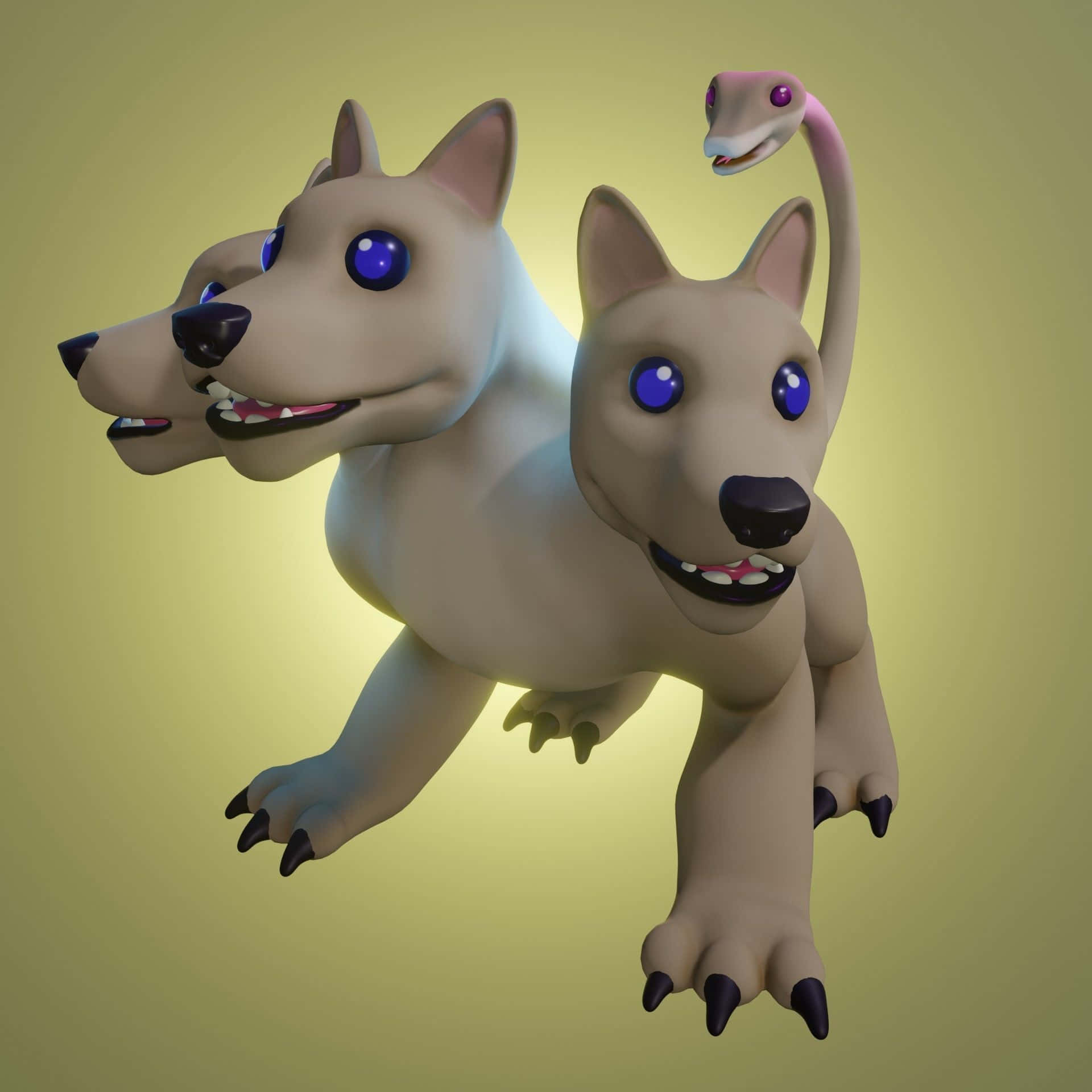 A 3d Model Of A Dog With Blue Eyes