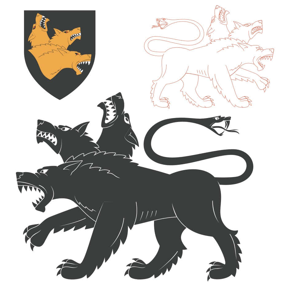 Einesammlung Von Emblemen Mit Wölfen Und Löwen