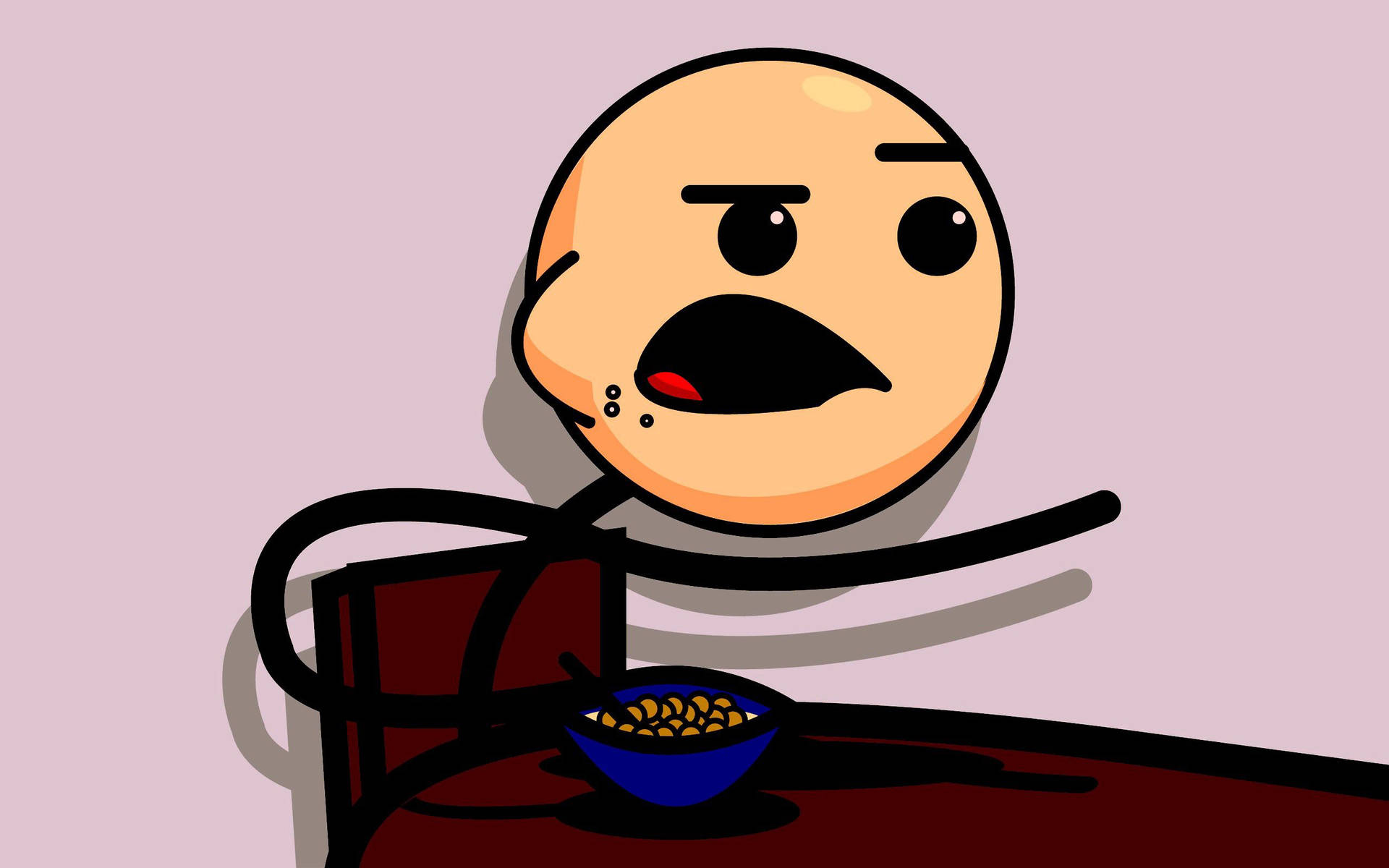 Stick man meme eating cereal showing surprising emotion.