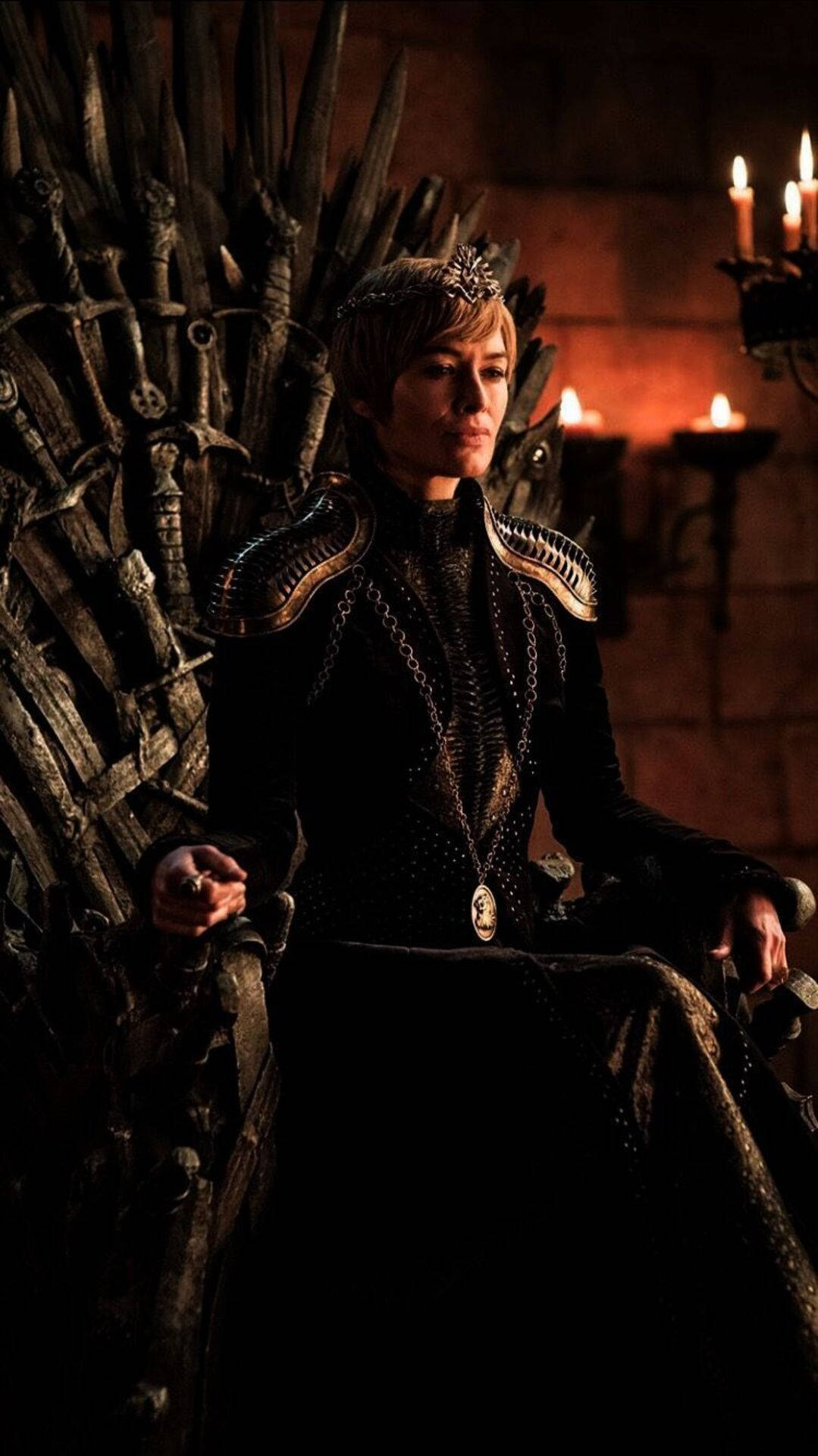 Cersei Lannister Sitting On Iron Throne Wallpaper