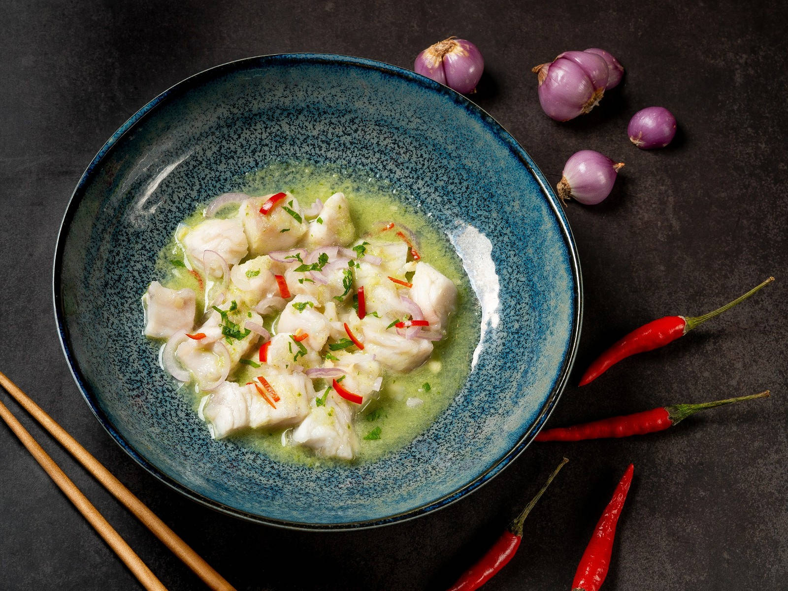 Ceviche Fish Meat In Lime Sauce Wallpaper