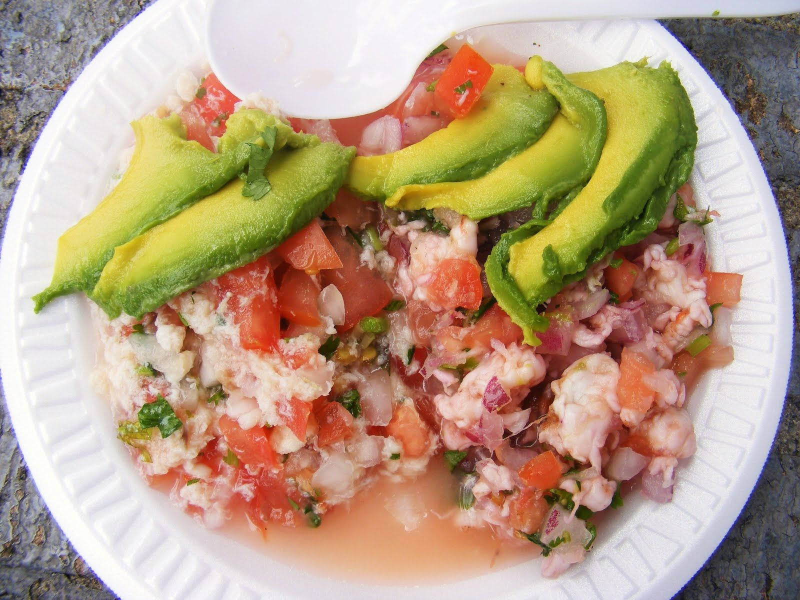 Ceviche Platter With Avocado Slices Wallpaper