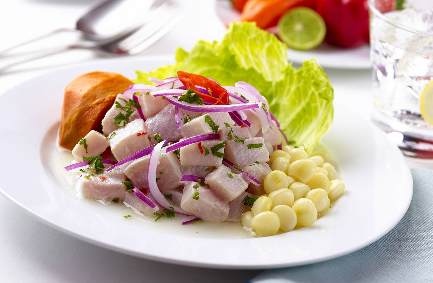 Ceviche Raw Fish Meat With Corn Kernels Wallpaper