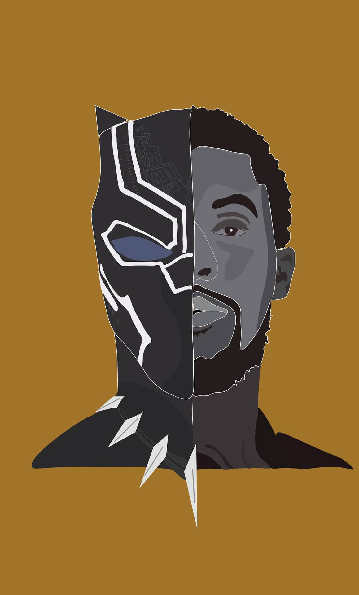Chadwick Boseman Half Black Panther Mask Wallpaper