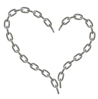 Chain Heart Shapeon Black Background PNG
