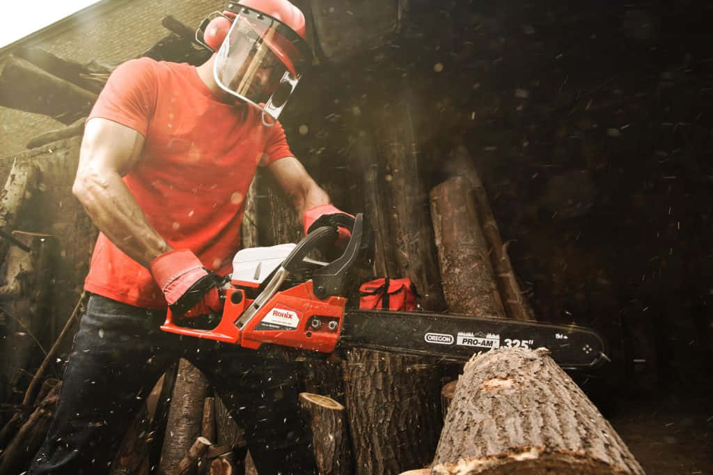 Download Chain Saw Wood Cutting Picture | Wallpapers.com
