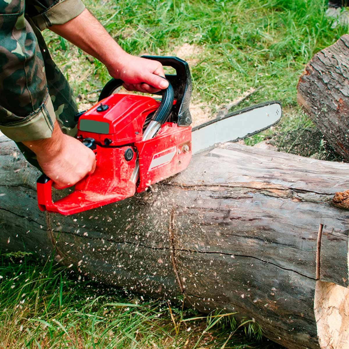 Powerful Chainsaw Displayed against Rustic Background