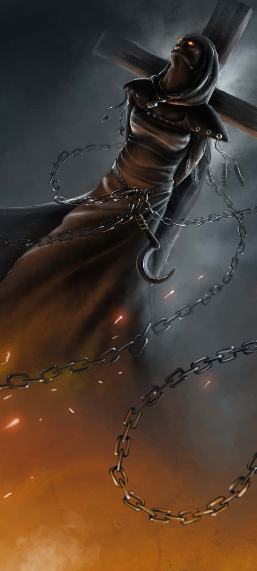 Chained_ Ghostly_ Figure_ Artwork Wallpaper