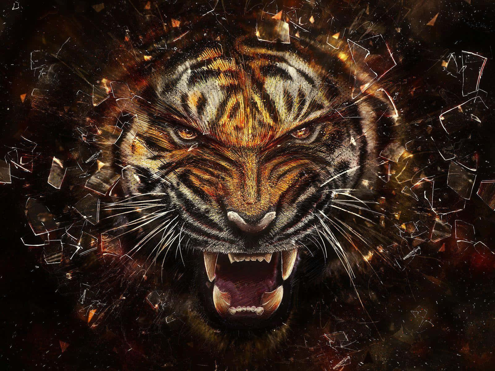 Chained Sumatran Tiger Face Background