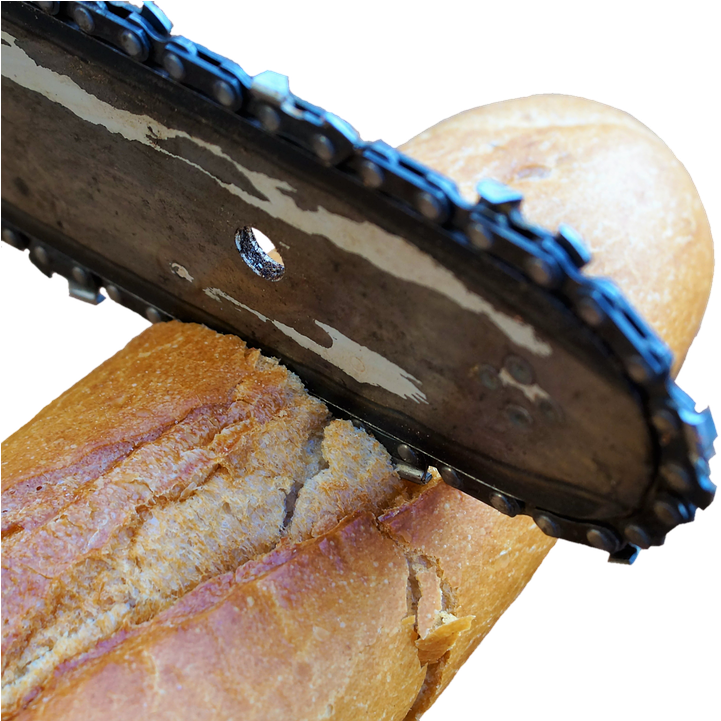 Chainsaw Cutting Bread PNG