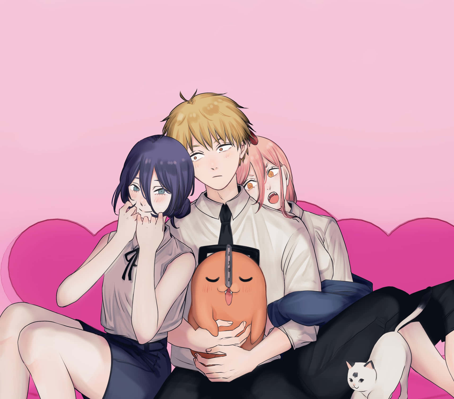 Personajes De Chainsaw Man Y Pochita Fondo de pantalla