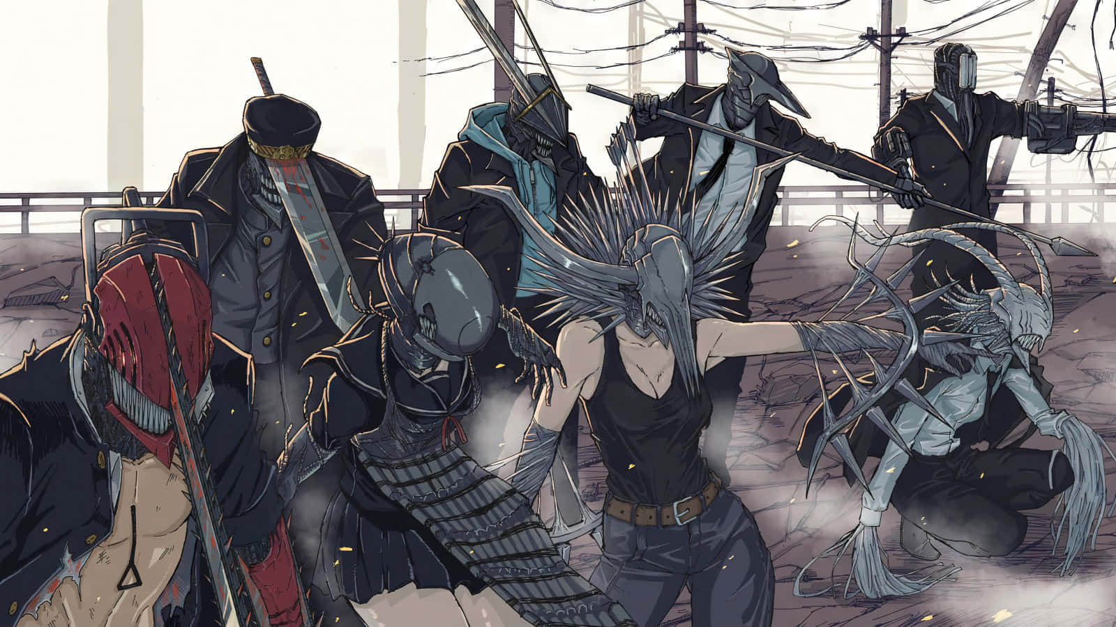 Escena De Acción De Katana Man De Chainsaw Man Fondo de pantalla