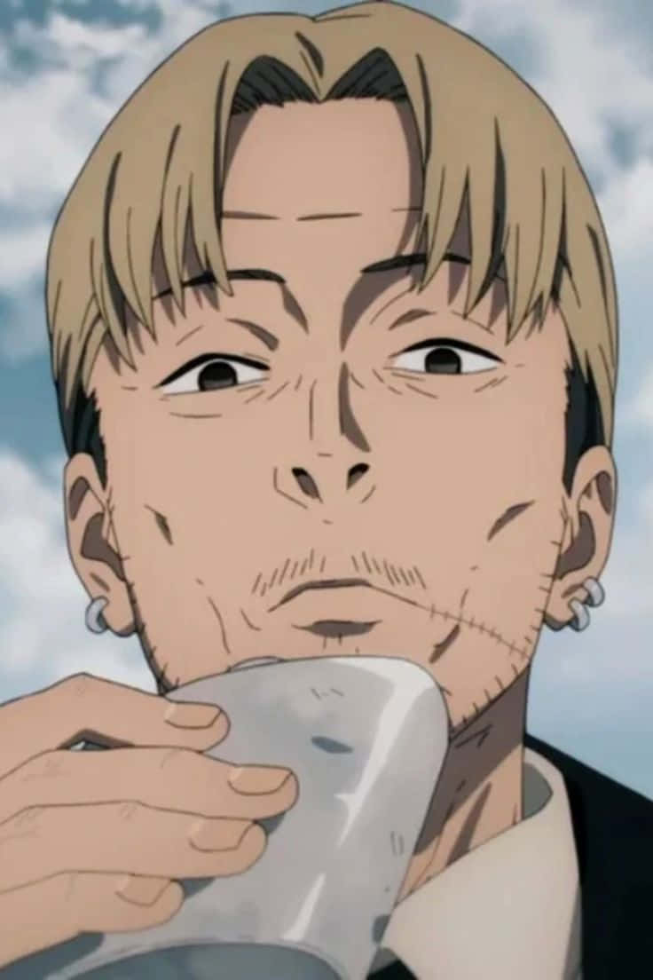 Kishibe De Chainsaw Man Bebiendo Fondo de pantalla