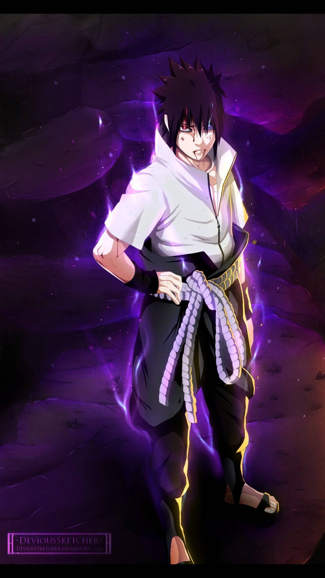 Sasuke Purple Chakra Energy Wallpaper