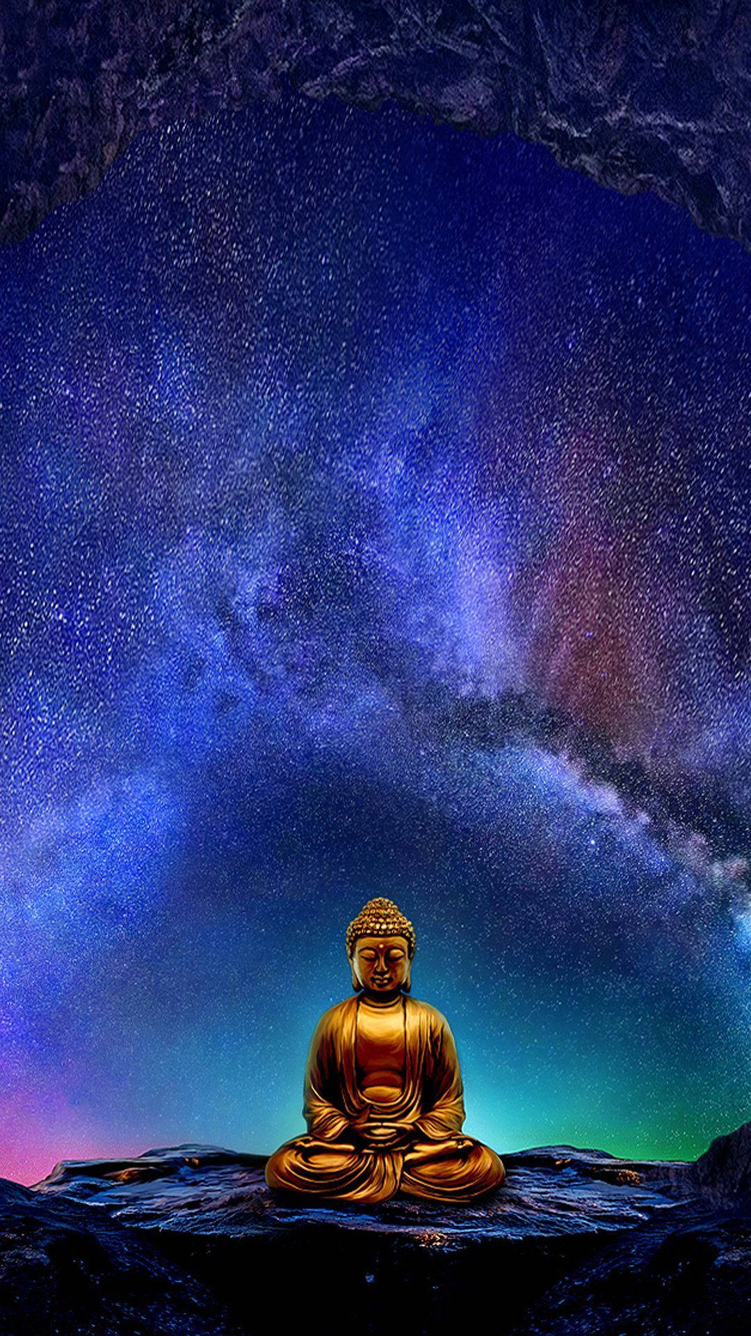 Golden Buddha Chakra In Auora Wallpaper