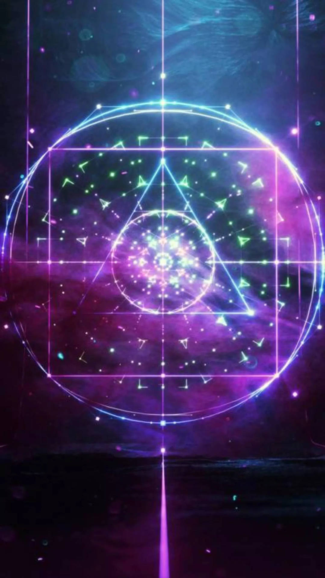 Núcleogeométrico De Triángulo Chakra Púrpura. Fondo de pantalla