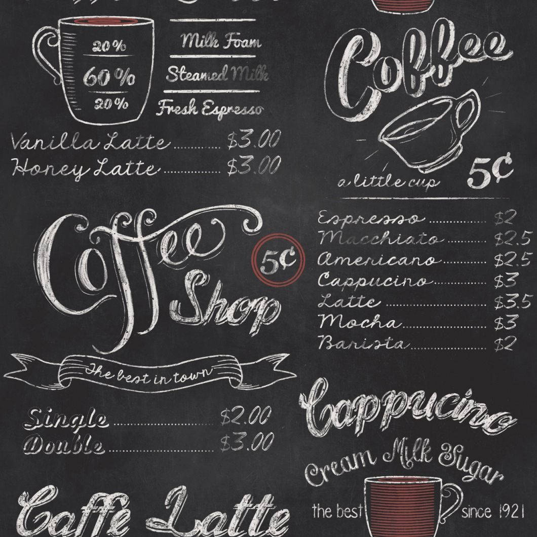 Chalkboard Kaffe Menu Wallpaper