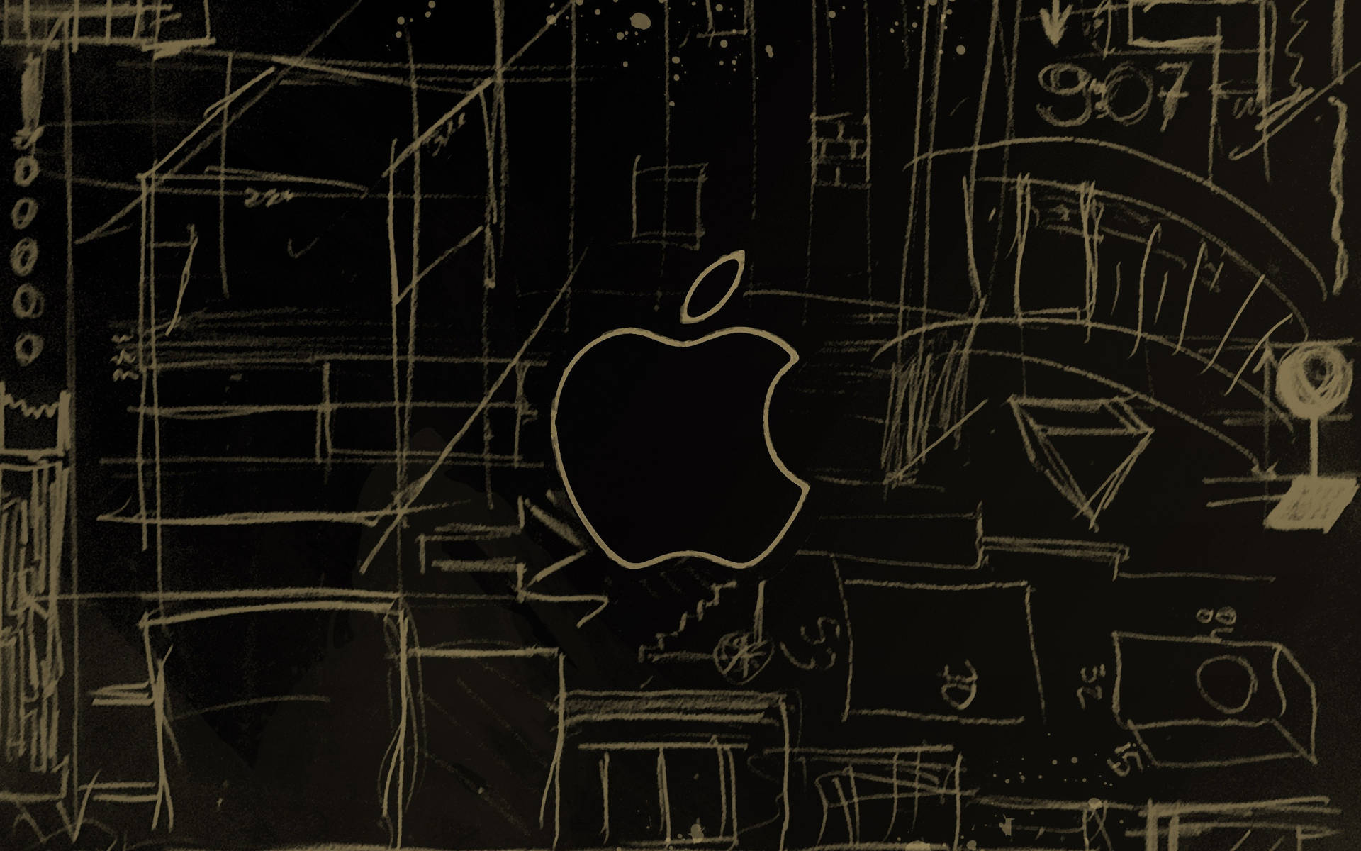 Tavlekridtsgeometri og Apple-logo Wallpaper