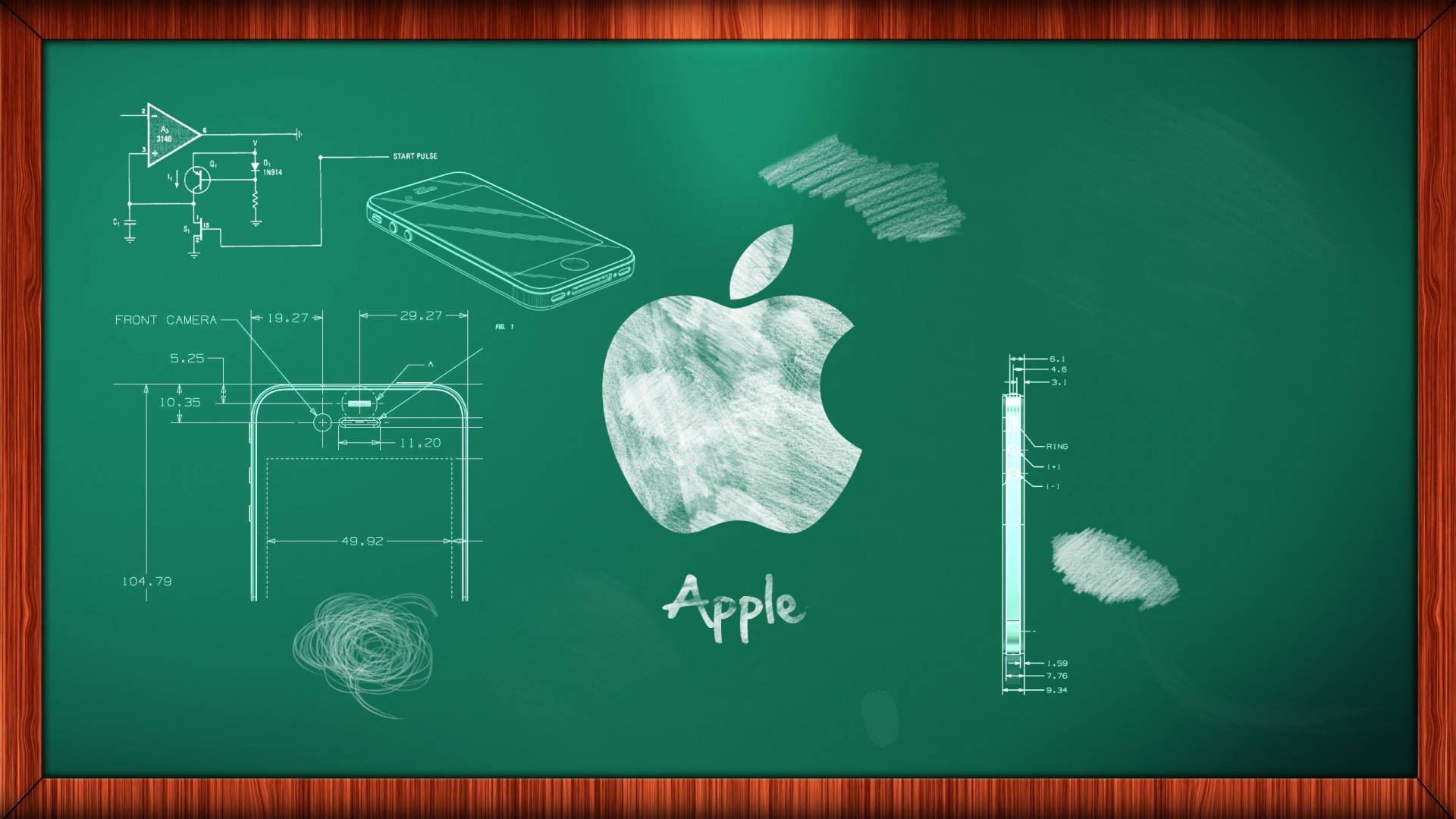 Tavle med æble logo Wallpaper