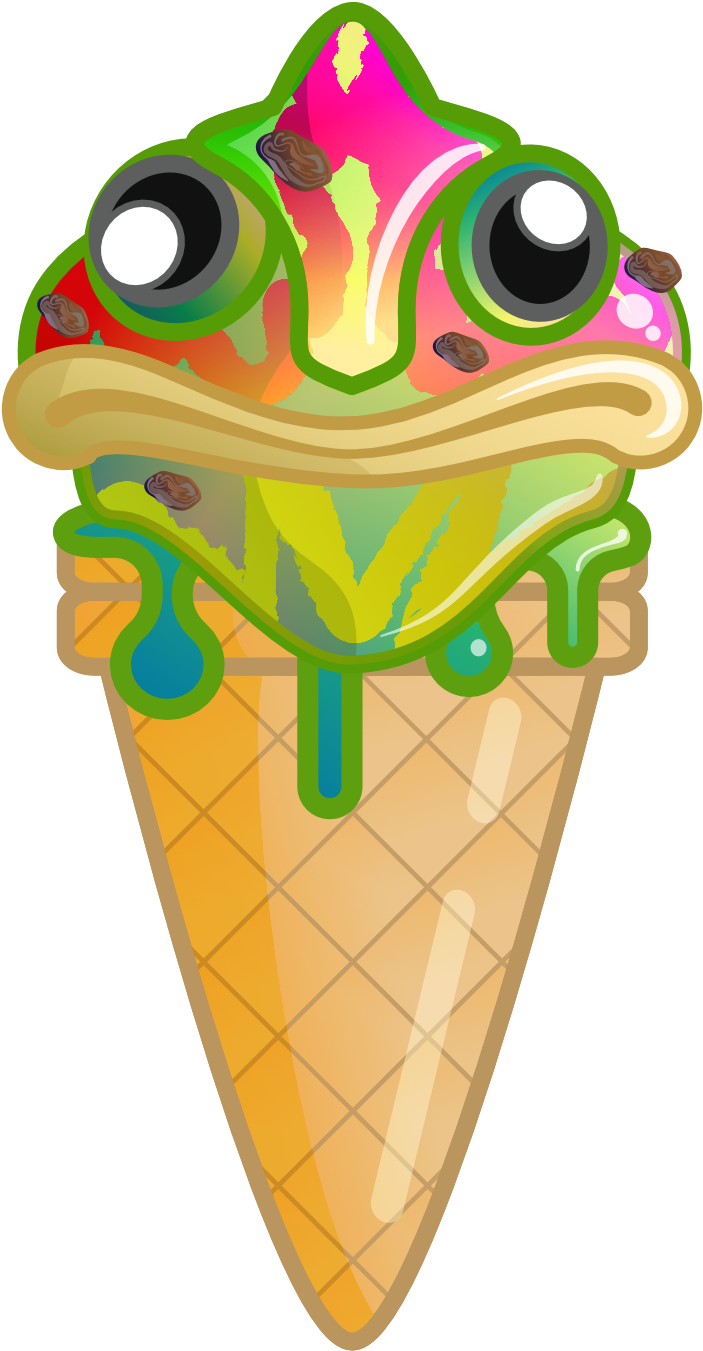 Chameleon Ice Cream Cone Illustration PNG